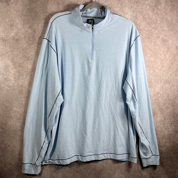 FootJoy Pullover Shirt Mens XL Blue Golf Quarter Zip Long Sleeves Mock Neck - Picture 2 of 9